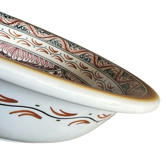 Portugal Hand-Painted Serving Bowl – Deer & Floral Botanical, Signed Soledade - Picture 4 of 7